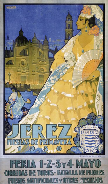 Teodoro Miciano, Cartel Jerez, Fiestas de Primavera (1930). Litografía Miguel Salido, Jerez. Ayuntamiento de Jerez.