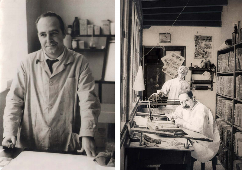 Manuel Valle en el estudio (s/f, años 50). Archivo familia Manuel Valle.