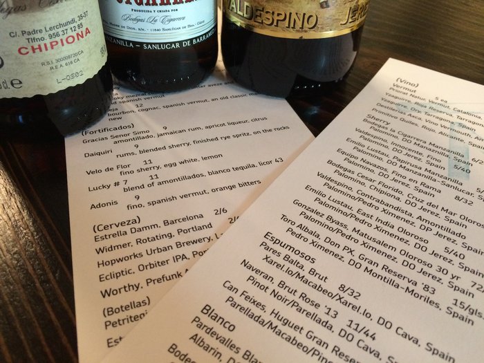 Sherry and sherry cocktail list