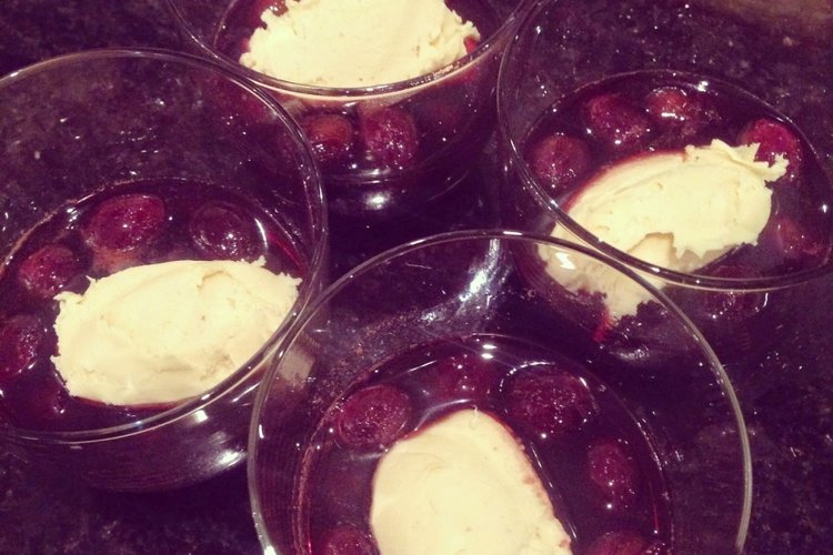 Grapes Poached in Sherry with Manchego Cream