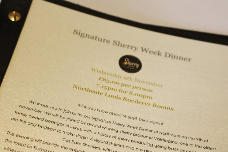 Northcote invite you to a Signature Sherry Week Dinner