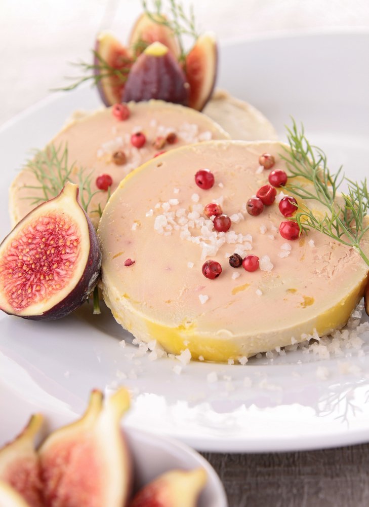 Foie gras and quail terrine, rose petal, ginger, lychee and Espelette  pepper fragrance