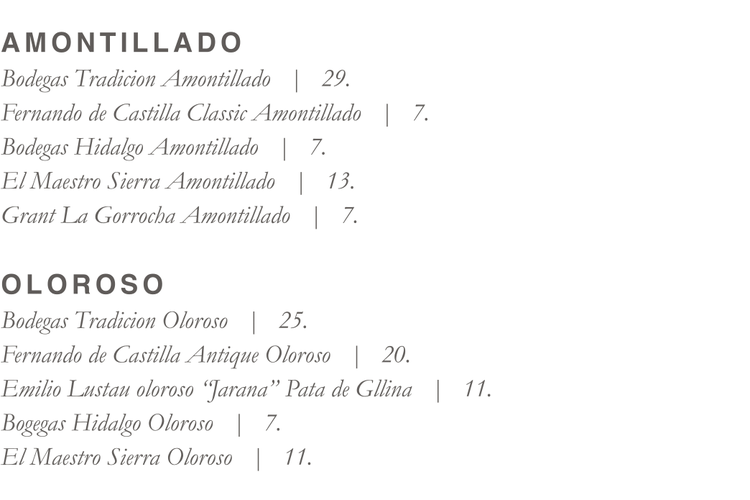 Amontillados & Olorosos by the glass